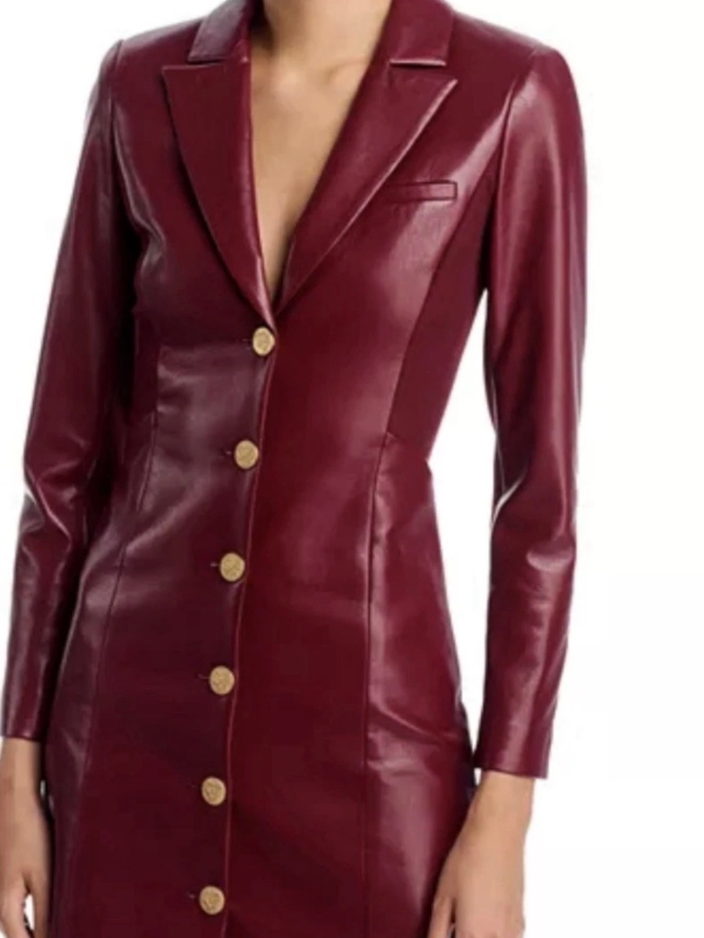 Alice + Olivia Vegan Faux Leather Blazer Dress In Oxblood NWT Sz 4  $550